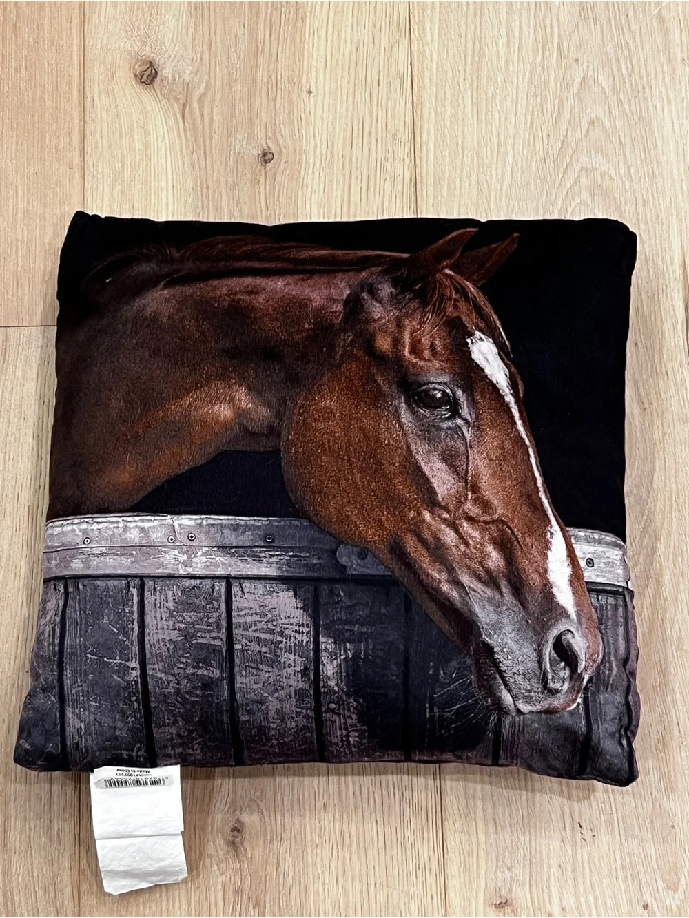 Horse Photo Decorative Throw Pillow in Brown and Black (16x16)